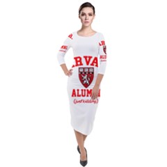 Harvard Alumni Just Kidding Quarter Sleeve Midi Velour Bodycon Dress