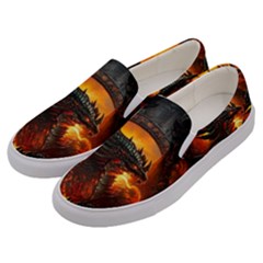 Dragon Legend Art Fire Digital Fantasy Men s Canvas Slip Ons by Sudhe