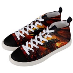 Dragon Legend Art Fire Digital Fantasy Men s Mid-top Canvas Sneakers by Sudhe