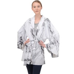 Marble Pattern Velvet Kimono Robe