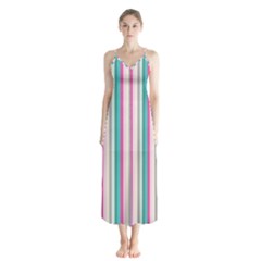 Candy Stripes 1 Button Up Chiffon Maxi Dress by retrotoomoderndesigns