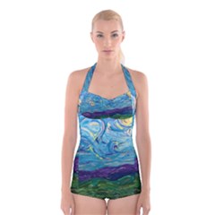 A Very Very Starry Night Boyleg Halter Swimsuit 