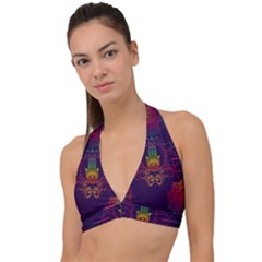 Boho Hamsa Mandala Halter Plunge Bikini Top by lucia