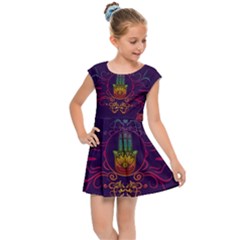 Boho Hamsa Mandala Kids  Cap Sleeve Dress by lucia