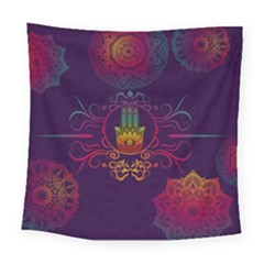 Boho Hamsa Mandala Square Tapestry (large) by lucia