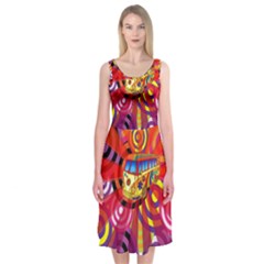 Boho Hippie Bus Midi Sleeveless Dress by lucia