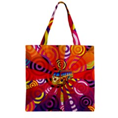 Boho Hippie Bus Zipper Grocery Tote Bag by lucia