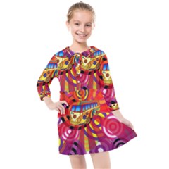 Boho Hippie Bus Kids  Quarter Sleeve Shirt Dress by lucia