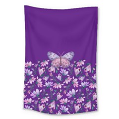 Purple Spring Butterfly Large Tapestry by lucia