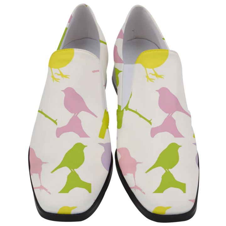 Bird Watching - Colorful Pastel Slip On Heel Loafers