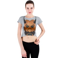 Mask India South Culture Crew Neck Crop Top by Sudhe