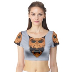 Mask India South Culture Short Sleeve Crop Top by Sudhe