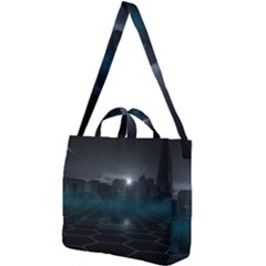 Skyline Night Star Sky Moon Sickle Square Shoulder Tote Bag