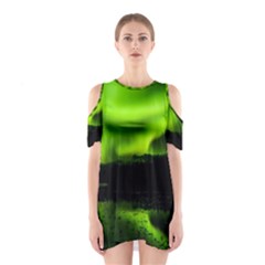 Aurora Borealis Northern Lights Sky Shoulder Cutout One Piece Dress by Sudhe