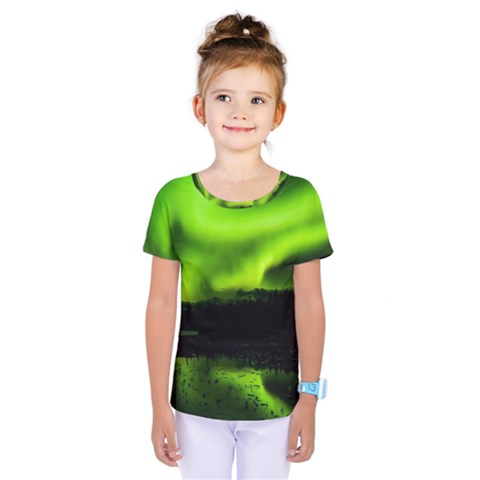 Aurora Borealis Northern Lights Sky Kids  One Piece Tee by Sudhe