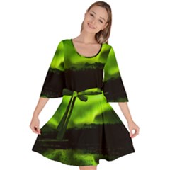 Aurora Borealis Northern Lights Sky Velour Kimono Dress