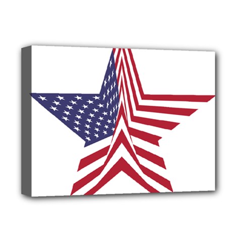 A Star With An American Flag Pattern Deluxe Canvas 16  X 12  (stretched) 