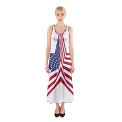 A Star With An American Flag Pattern Sleeveless Maxi Dress by Sudhe