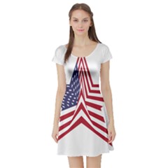 A Star With An American Flag Pattern Short Sleeve Skater Dress by Sudhe