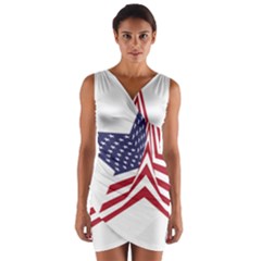 A Star With An American Flag Pattern Wrap Front Bodycon Dress by Sudhe