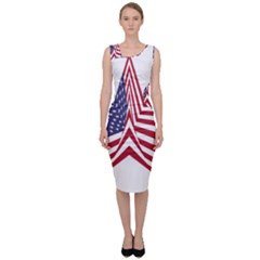 A Star With An American Flag Pattern Sleeveless Pencil Dress by Sudhe