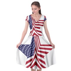 A Star With An American Flag Pattern Cap Sleeve Wrap Front Dress by Sudhe