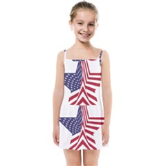 A Star With An American Flag Pattern Kids  Summer Sun Dress by Sudhe