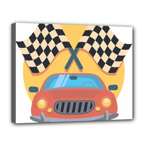 Automobile Car Checkered Drive Canvas 14  X 11  (stretched) by Sudhe
