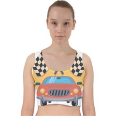 Automobile Car Checkered Drive Velvet Racer Back Crop Top by Sudhe