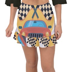 Automobile Car Checkered Drive Fishtail Mini Chiffon Skirt by Sudhe