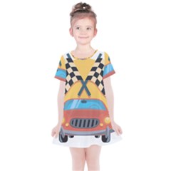 Automobile Car Checkered Drive Kids  Simple Cotton Dress by Sudhe