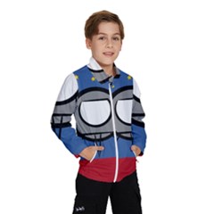 A Rocket Ship Sits On A Red Planet With Gold Stars In The Background Windbreaker (kids) by Sudhe