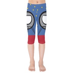 A Rocket Ship Sits On A Red Planet With Gold Stars In The Background Kids  Capri Leggings  by Sudhe