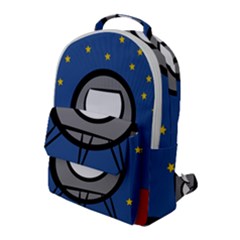 A Rocket Ship Sits On A Red Planet With Gold Stars In The Background Flap Pocket Backpack (large) by Sudhe