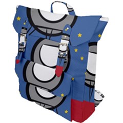 A Rocket Ship Sits On A Red Planet With Gold Stars In The Background Buckle Up Backpack by Sudhe