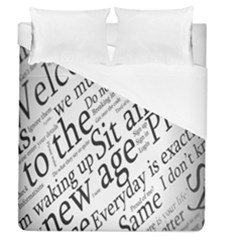 Abstract Minimalistic Text Typography Grayscale Focused Into Newspaper Duvet Cover (queen Size) by Sudhe