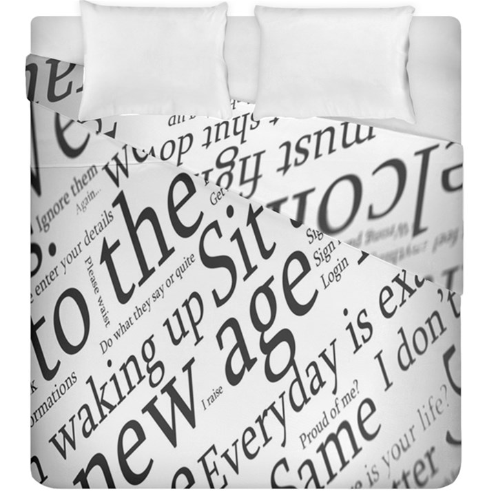 Abstract Minimalistic Text Typography Grayscale Focused Into Newspaper Duvet Cover Double Side (King Size)