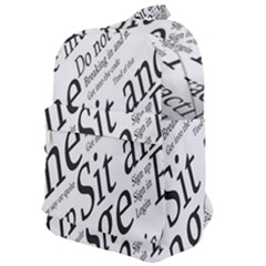 Abstract Minimalistic Text Typography Grayscale Focused Into Newspaper Classic Backpack