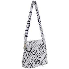 Abstract Minimalistic Text Typography Grayscale Focused Into Newspaper Zipper Messenger Bag