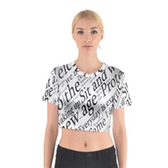 Abstract Minimalistic Text Typography Grayscale Focused Into Newspaper Cotton Crop Top by Sudhe