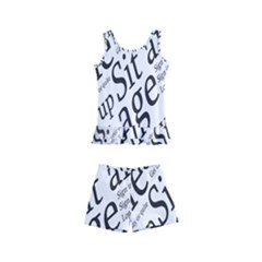 Abstract Minimalistic Text Typography Grayscale Focused Into Newspaper Kids  Boyleg Swimsuit