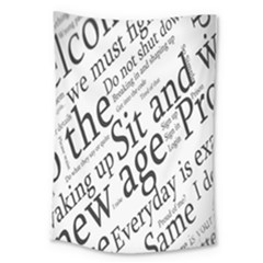 Abstract Minimalistic Text Typography Grayscale Focused Into Newspaper Large Tapestry by Sudhe