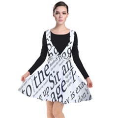 Abstract Minimalistic Text Typography Grayscale Focused Into Newspaper Plunge Pinafore Dress