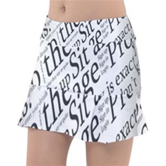 Abstract Minimalistic Text Typography Grayscale Focused Into Newspaper Tennis Skirt