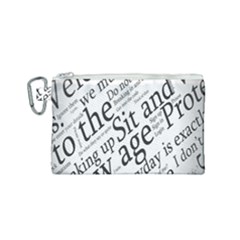 Abstract Minimalistic Text Typography Grayscale Focused Into Newspaper Canvas Cosmetic Bag (small) by Sudhe