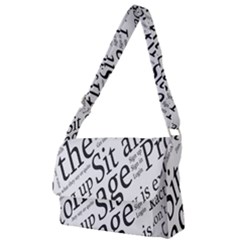 Abstract Minimalistic Text Typography Grayscale Focused Into Newspaper Full Print Messenger Bag