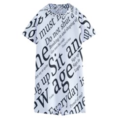 Abstract Minimalistic Text Typography Grayscale Focused Into Newspaper Kids  Boyleg Half Suit Swimwear