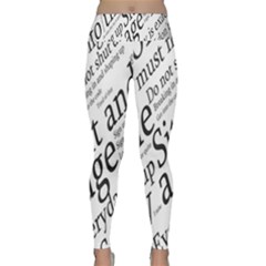 Abstract Minimalistic Text Typography Grayscale Focused Into Newspaper Lightweight Velour Classic Yoga Leggings