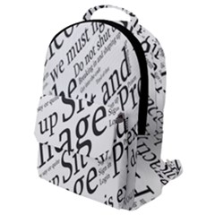 Abstract Minimalistic Text Typography Grayscale Focused Into Newspaper Flap Pocket Backpack (Small)