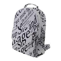 Abstract Minimalistic Text Typography Grayscale Focused Into Newspaper Flap Pocket Backpack (Large)